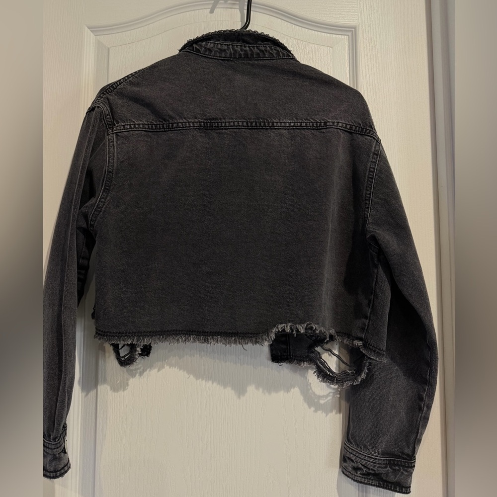Zara Studded Black Denim Jacket - Picture 4 of 6